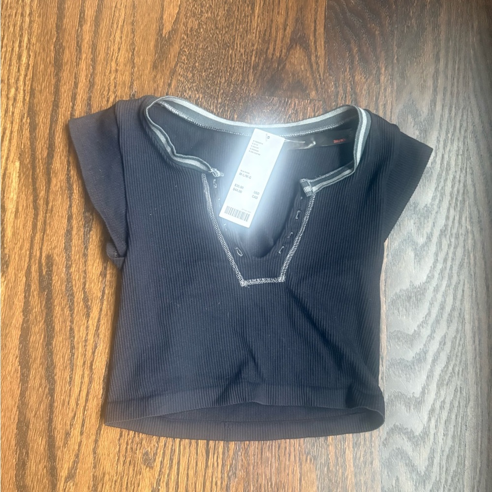 Black Ribbed Women's Top